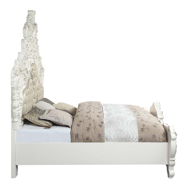 ACME Vanaheim Beige Synthetic Leather & Antique White Eastern King Bed Model BD00671EK