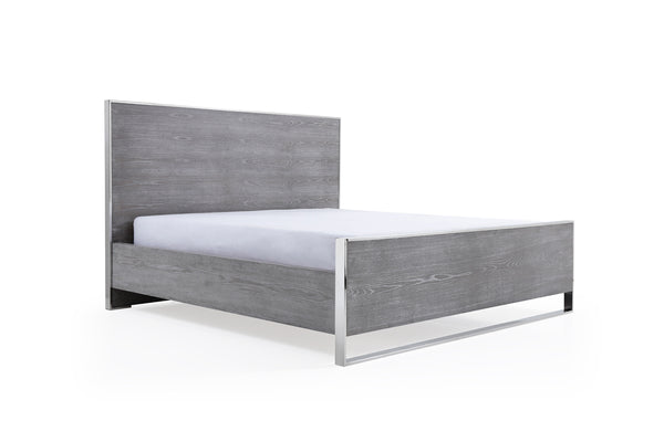Modrest Charlene Modern Grey Elm & Stainless Steel Bedroom Set Model VGVC-CHARLENE-SET