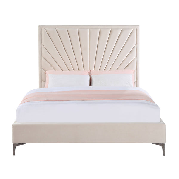 ACME Faiz Beige Velvet Queen Bed Model BD00957Q