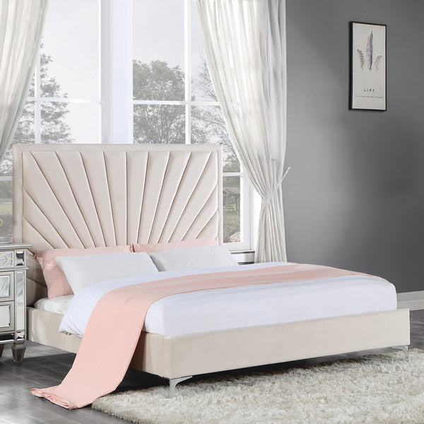 ACME Faiz Beige Velvet Queen Bed Model BD00957Q