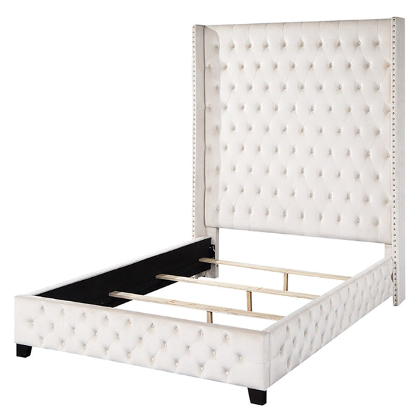 ACME Fabrice Beige Velvet Queen Bed Model BD00965Q