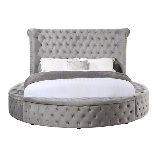 ACME Gaiva Gray Velvet Eastern King Bed with Storage Model BD00966EK