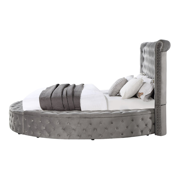 ACME Gaiva Gray Velvet Eastern King Bed with Storage Model BD00966EK