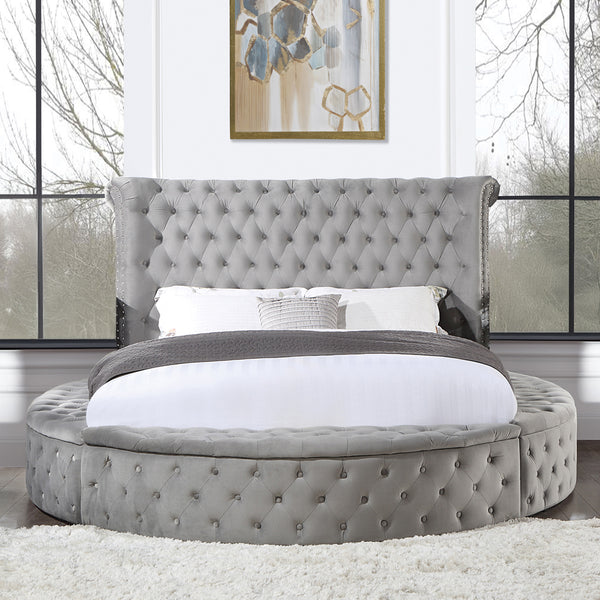 ACME Gaiva Gray Velvet Queen Bed with Storage Model BD00967Q
