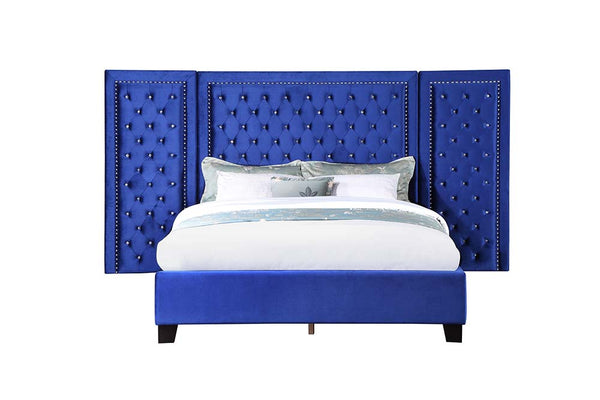 ACME Damazy Blue Velvet Queen Bed Model BD00973Q