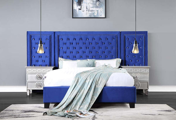 ACME Damazy Blue Velvet Queen Bed Model BD00973Q