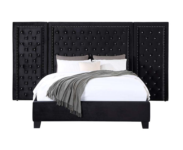 ACME Damazy Black Velvet Queen Bed Model BD00975Q