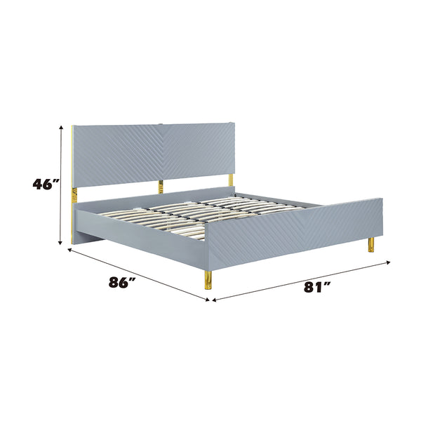 ACME Gaines Gray High Gloss Eastern King Bed Model BD01039EK