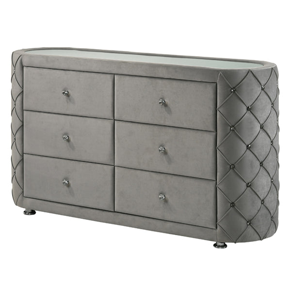 ACME Perine Gray Velvet Dresser Model BD01065