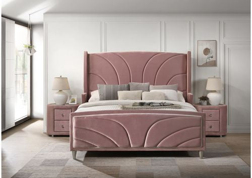 ACME Salonia Pink Velvet Eastern King Bed Model BD01182EK