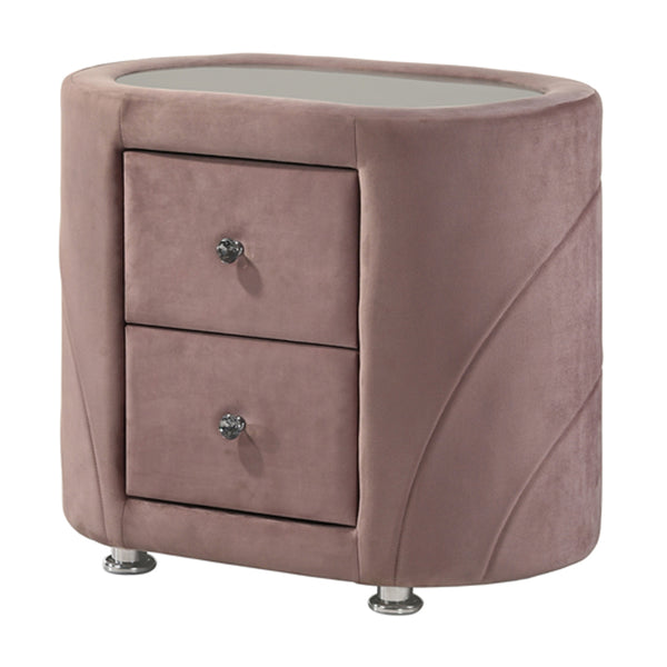 ACME Salonia Pink Velvet Nightstand Model BD01184