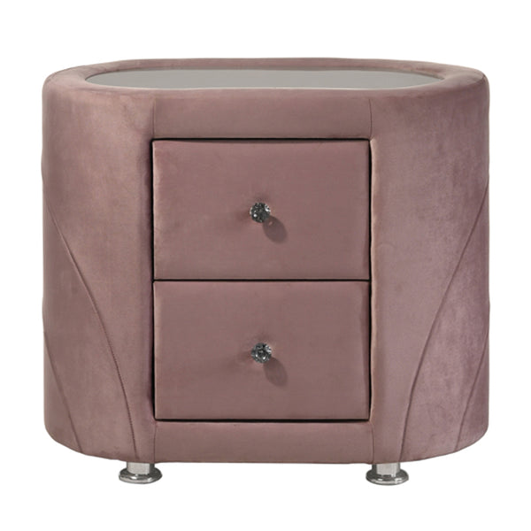 ACME Salonia Pink Velvet Nightstand Model BD01184