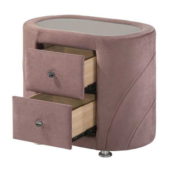 ACME Salonia Pink Velvet Nightstand Model BD01184
