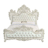 ACME Adara Pearl White Synthetic Leather & Antique White Eastern King Bed Model BD01248EK