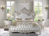 ACME Adara Pearl White Synthetic Leather & Antique White Eastern King Bed Model BD01248EK