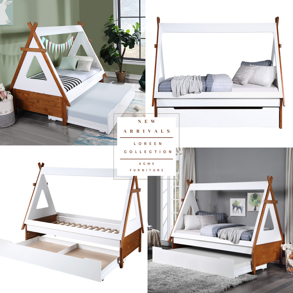 ACME Loreen Oak & White Twin Bed Model BD01287T