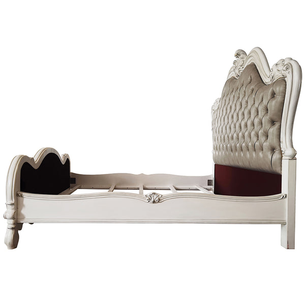 ACME Versailles II Vintage Gray Synthetic Leather & Bone White Eastern King Bed Model BD01322EK