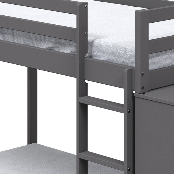 ACME Gaston Gray Bunk Bed (Twin | Twin) with 4 Drawers & 3 Compartments Model BD01372