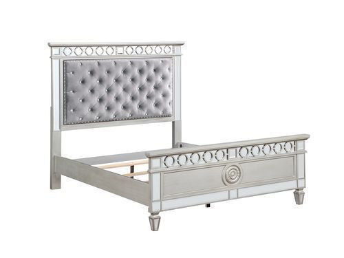 ACME Varian Gray Velvet Silver & Mirrored Full Bed Model BD01411F