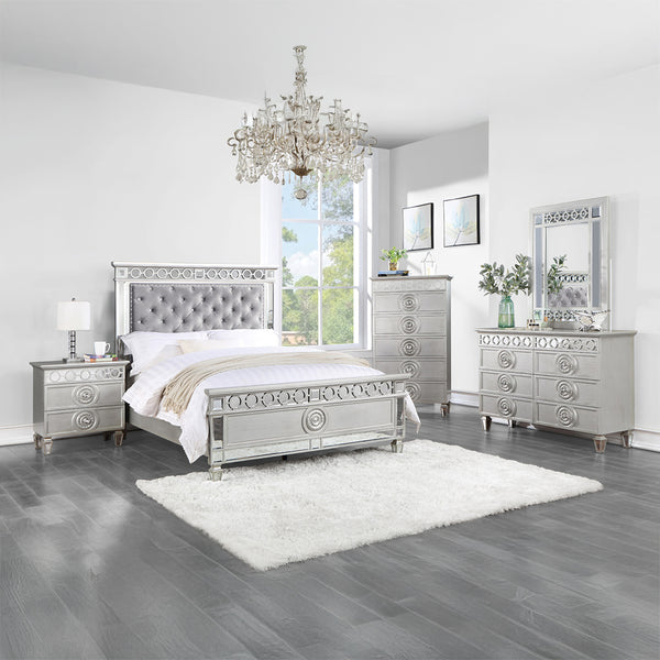 ACME Varian Gray Velvet Silver & Mirrored Twin Bed Model BD01412T