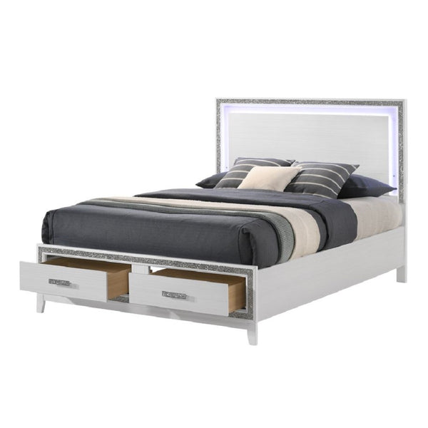 ACME Haiden LED & White Queen Bed with Storage Model BD01425Q