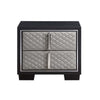 ACME Nicola Silver Synthetic Leather & Black Nightstand Model BD01428