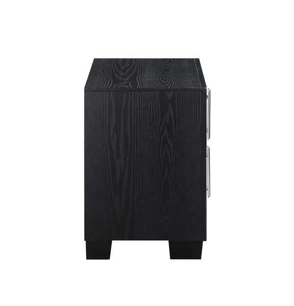 ACME Nicola Silver Synthetic Leather & Black Nightstand Model BD01428