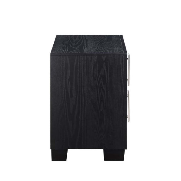 ACME Nicola Silver Synthetic Leather & Black Nightstand Model BD01428