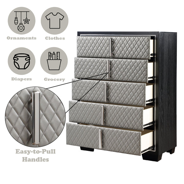 ACME Nicola Silver Synthetic Leather & Black Chest Model BD01431