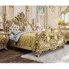 ACME Cabriole Light Gold Synthetic Leather & Gold Eastern King Bed Model BD01463EK