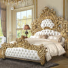 ACME Bernadette White Synthetic Leather & Gold Eastern King Bed Model BD01474EK