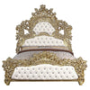 ACME Bernadette White Synthetic Leather & Gold Eastern King Bed Model BD01474EK
