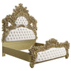 ACME Bernadette White Synthetic Leather & Gold Eastern King Bed Model BD01474EK
