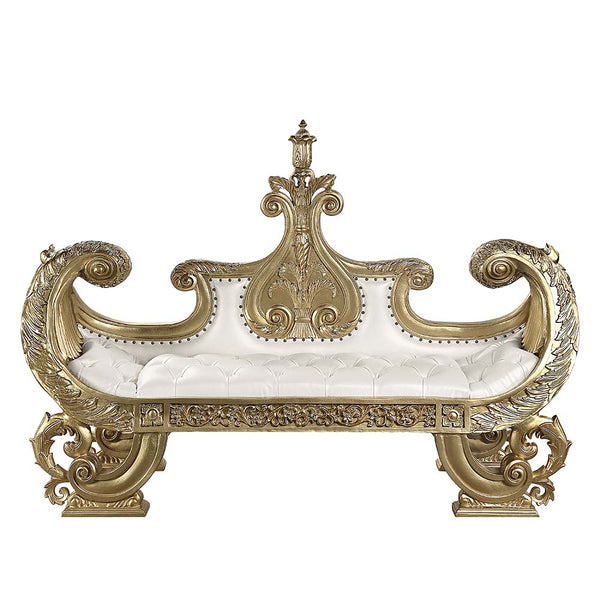 ACME Bernadette White Synthetic Leather & Gold Bench Model BD01480