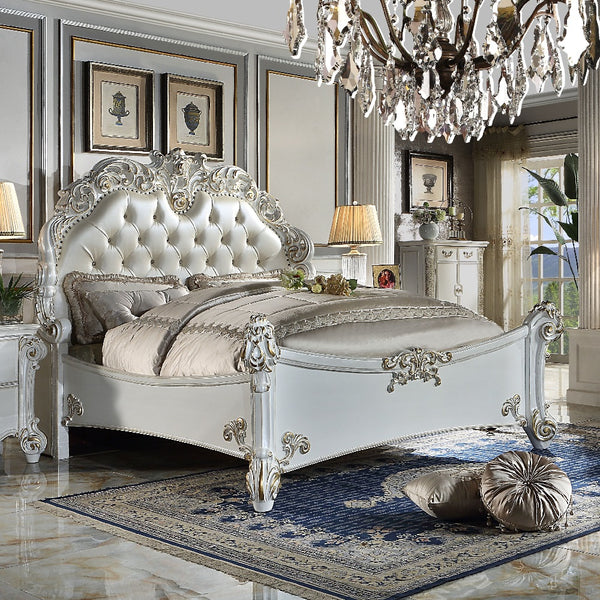ACME Vendome Synthetic Leather & Antique Pearl Cal King Bed Model BD01504CK
