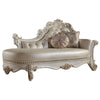 ACME Vendome Synthetic Leather & Antique Pearl Chaise with 2 Pillows Model BD01523