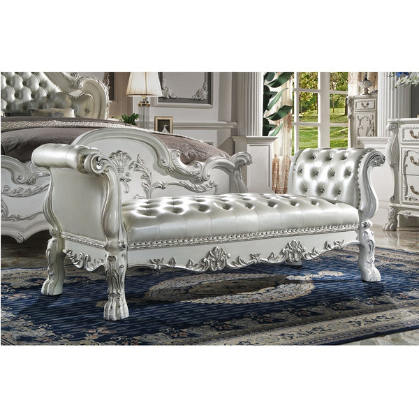 ACME Dresden Synthetic Leather & Bone White Bench Model BD01687