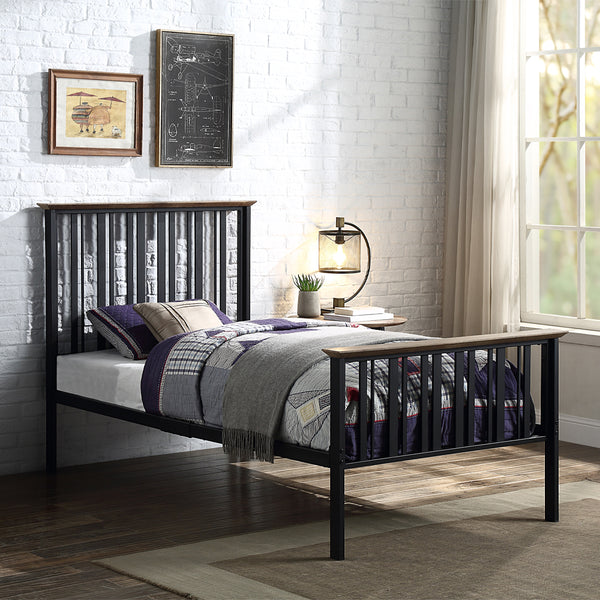 ACME Zudora Antique Oak & Black Twin Bed Model BD01747T