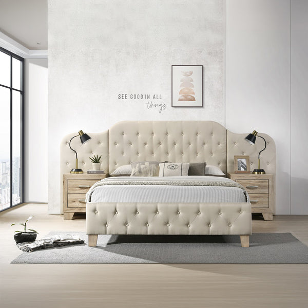 ACME Ranallo Beige Linen Queen Bed Model BD01778Q
