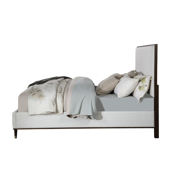 ACME Carena Light Gray Fabric White & Walnut Queen Bed Model BD02027Q