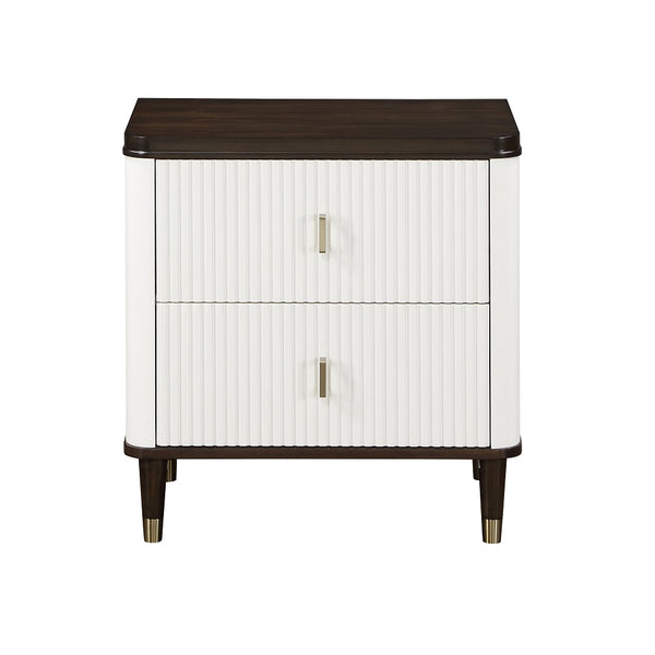 ACME Carena White & Walnut Nightstand with USB Port Model BD02028