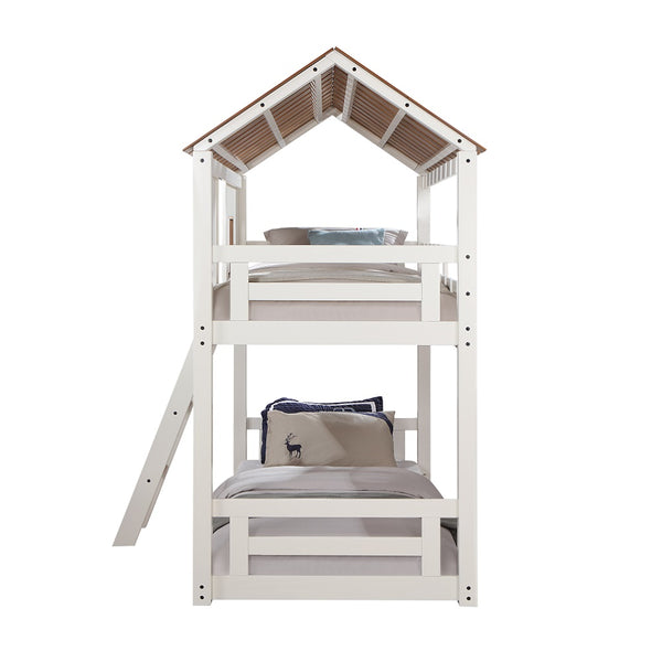 ACME Inara White & Rustic Oak Bunk Bed (Twin | Twin)Model BD02051