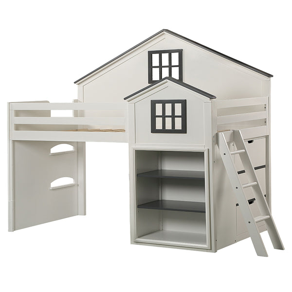 ACME Ratana White & Gray Loft Bed Model BD02052