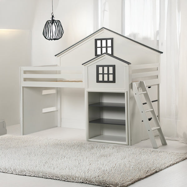 ACME Ratana White & Gray Loft Bed Model BD02052