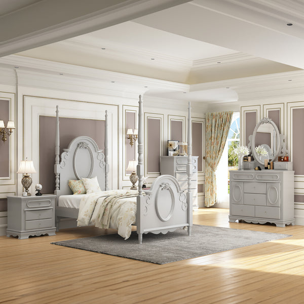 ACME Flora Gray Twin Bed (Poster) Model BD02204T