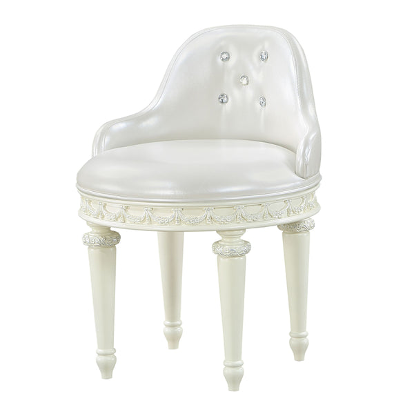 ACME Dorothy Pearl White Synthetic Leather & Ivory Chair with Swivel Model BD02272