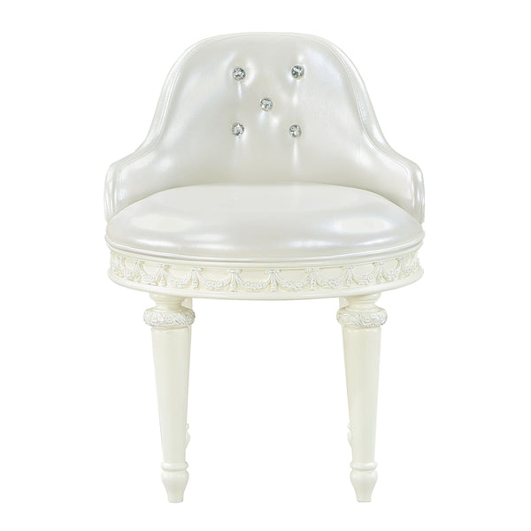 ACME Dorothy Pearl White Synthetic Leather & Ivory Chair with Swivel Model BD02272