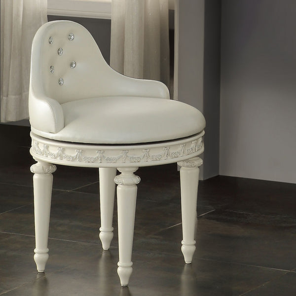 ACME Dorothy Pearl White Synthetic Leather & Ivory Chair with Swivel Model BD02272