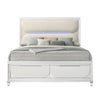 ACME Tarian White Boucle & Pearl White Queen Bed with Storage & LED Model BD02317Q