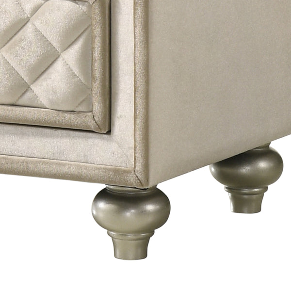 ACME Lucienne Beige Velvet Nightstand Model BD02336